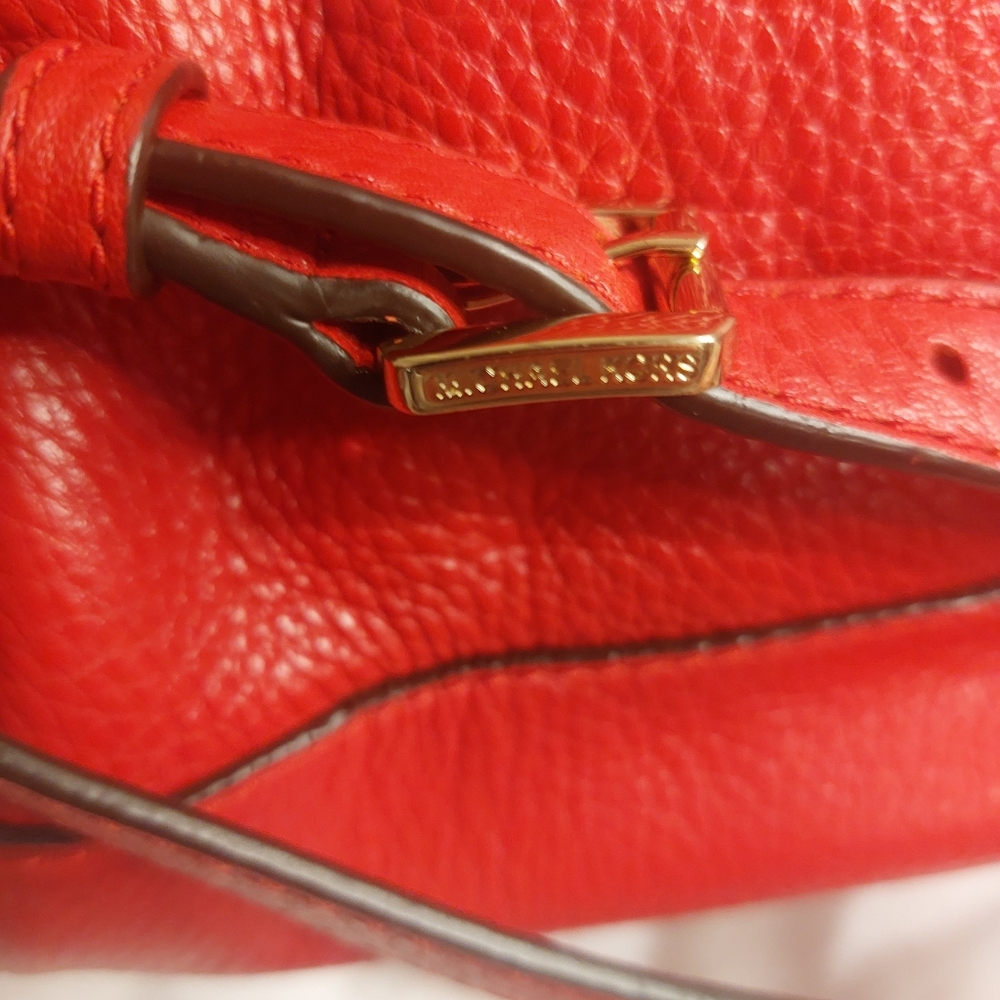 Michael Kors Red Rhea Leather Backpack - Picture 8 of 16